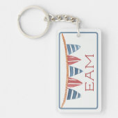 Coastal Nautical Beach Flags Monogram Sleutelhanger (Voorkant)