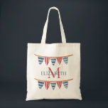 Coastal Nautical Beach Flags Monogram Tote Bag<br><div class="desc">This monogrammed cotton tote bag features nautical flag banners in soft watercolor shades of red, white and blue. Personalize the monogram on the front with your choice of name and initial and the back with your choice of special text. Fun for personalized party favors and gift bags.</div>