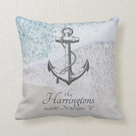 Coastal Nautical Beach House Ocean Spray Naam Kussen