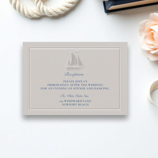 Coastal Nautical Boat Formal Wedding Reception Informatiekaartje