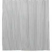 Coastal Nautical Dusty Blue Ticking Striped Douchegordijn (Voorkant)