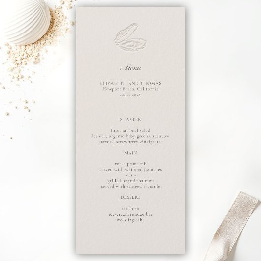 Coastal Nautical Oyster Classic Wedding Ecru Menu