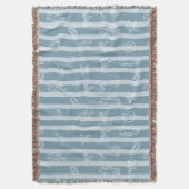 Coastal Nautical Pattern | Blue Sea Shell & Seahor Deken (Voorkant Verticaal)