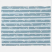 Coastal Nautical Pattern | Blue Sea Shell & Seahor Fleece Deken (Voorkant (Horizontaal))