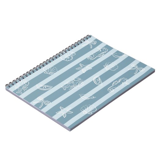 Coastal Nautical Pattern | Blue Sea Shell & Seahor Notitieboek (Linkerzijde)