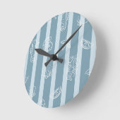 Coastal Nautical Pattern | Blue Sea Shell & Seahor Ronde Klok (Hoek)