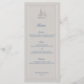 Coastal Nautical Sailboat Elegant Formal Wedding Menu (Voorkant)