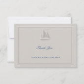 Coastal Nautical Sailboat Elegant Simple Wedding Bedankkaart (Voorkant)
