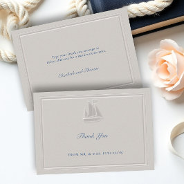 Coastal Nautical Sailboat Elegant Simple Wedding Bedankkaart