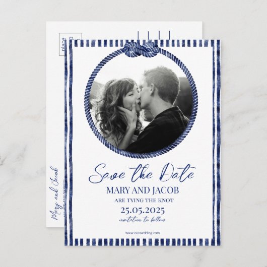 Coastal Nautical Save the Date Kaart (Voorkant / Achterkant)