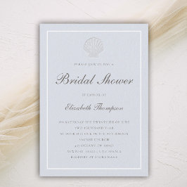 Coastal Nautical Shell Blue White Bridal Shower Kaart