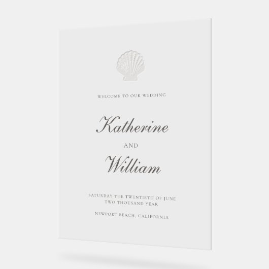 Coastal Nautical Shell formele bruiloft welkom Acryl Bord (Hoek)