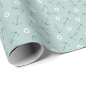 Coastal Nautical Small Anchors Tossed - Mint Green Cadeaupapier (Rol Hoek)