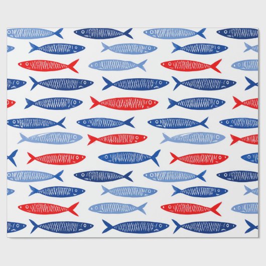 Coastal Nautical Summer Fish Pattern Cadeaupapier (Vlak)