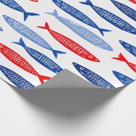 Coastal Nautical Summer Fish Pattern Cadeaupapier (Hoek)