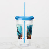 Coastal/nautical tiger shark & coral reef acryl drinkbeker (Rechts)