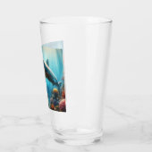 Coastal/nautical tiger shark & coral reef glas (Links)