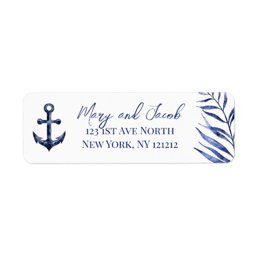 Coastal Nautical Wedding Retour Adres Label (Voorkant)
