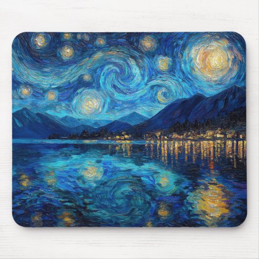 Coastal Night Sky Van Gogh Inspired Muismat (Voorkant)