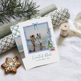 Coastal Noel | Elegant Coastal Christmas Photo Feestdagenkaart