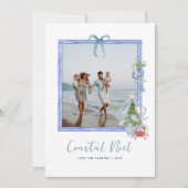 Coastal Noel | Elegant Coastal Christmas Photo Feestdagenkaart (Voorkant)