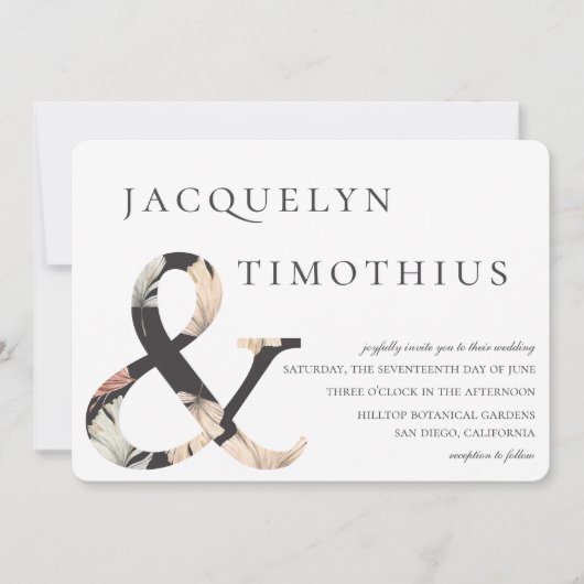 Coastal Oasis Boho-Chic Ampersand Wedding Kaart (Voorkant)