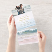 Coastal Ocean Beach All in One Wedding Invite Uitnodiging (Uittrekbaar)