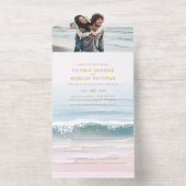 Coastal Ocean Beach All in One Wedding Invite Uitnodiging (Binnenkant)