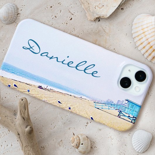 Coastal Ocean Beach Seagulls Foto Aangepaste naam Case-Mate iPhone Case
