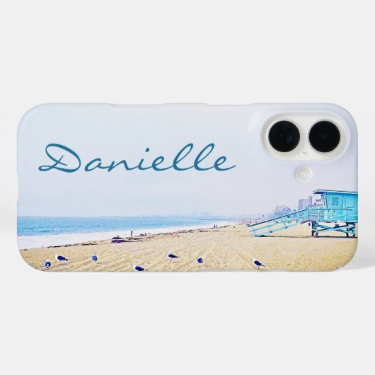 Coastal Ocean Beach Seagulls Foto Monogram Naam Case-Mate iPhone Case (Achterkant (horizontaal))