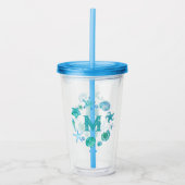 Coastal Ocean Blue Seashells en Starfish Monogram Acryl Drinkbeker (Voorkant)