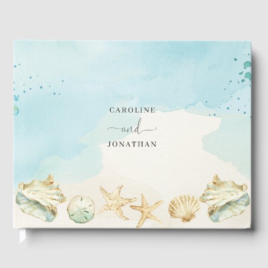 Coastal Ocean Shells Destination Beach Wedding Gastenboek (Voorkant)