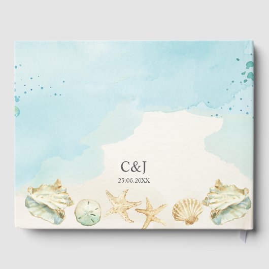 Coastal Ocean Shells Destination Beach Wedding Gastenboek (Achterkant)