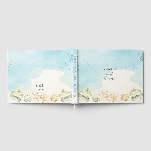 Coastal Ocean Shells Destination Beach Wedding Gastenboek (Volledig)