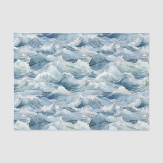 Coastal Ocean Waves Watercolor Nautical Tissuepapier (Voorkant)