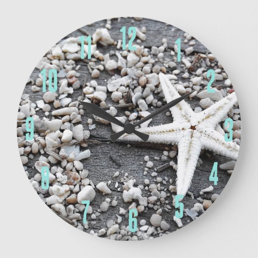 Coastal Ocean Zee Shell-patroon Grote Klok (Voorkant)