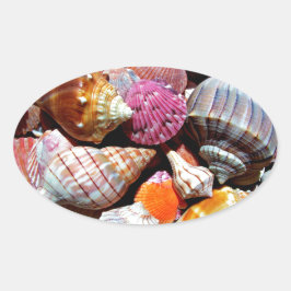 Coastal Ocean Zee Shell-patroon Ovale Sticker