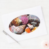 Coastal Ocean Zee Shell-patroon Ovale Sticker (Envelop)