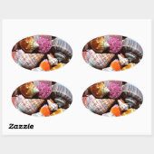 Coastal Ocean Zee Shell-patroon Ovale Sticker (Vel)