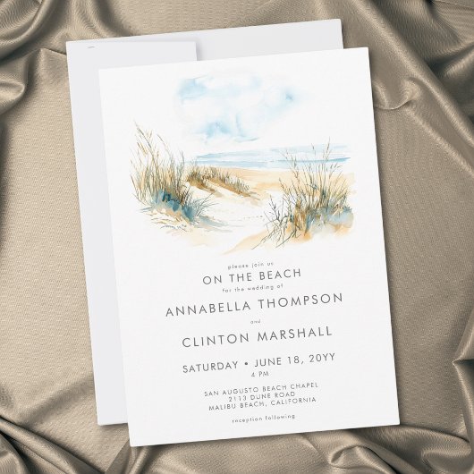 Coastal On the Beach Modern Watercolor Wedding Kaart