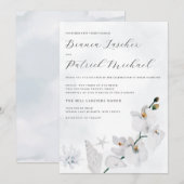 Coastal Orchid Elegant Strand Wedding Kaart (Voorkant / Achterkant)