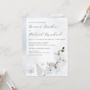 Coastal Orchid Elegant Strand Wedding Kaart