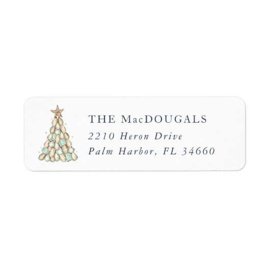 Coastal Oyster Christmas Tree Return Address Etiket (Voorkant)