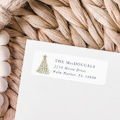 Coastal Oyster Christmas Tree Return Address Etiket