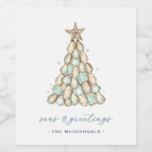 Coastal Oyster Christmas Tree Wijn Etiket (Enkel label)