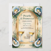 Coastal Oyster Pearls & Prosecco Bridal Shower Kaart (Voorkant)
