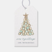 Coastal Oyster Shell Christmas Cadeaulabel (Voorkant)