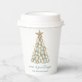 Coastal Oyster Shell Christmas Papieren Bekers (Voorkant)