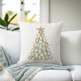 Coastal Oyster Shell Christmas Tree Kussen