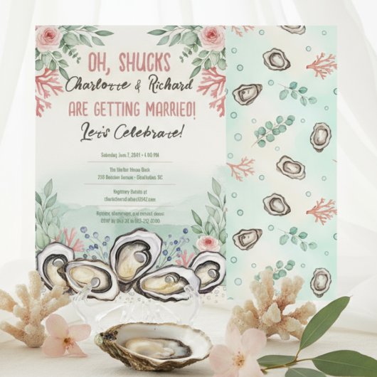 Coastal Oyster Theme Couples Wedding Shower Kaart